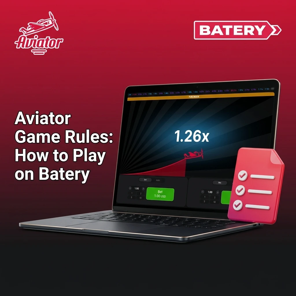 Aviator crash game on Batery showing plane taking off with rising multiplier and cash out button for players