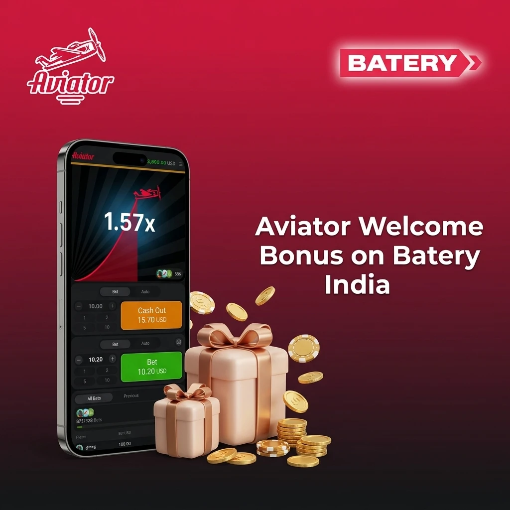 Batery India Aviator welcome bonus 100% match up to ₹30,000 on first deposit of ₹500 for new players
