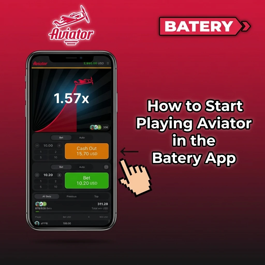 Batery app steps to start playing Aviator from registration to first bet on Android or iOS device